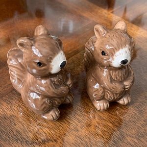 Ceramic Squirrel painted Salt Pepper Shaker Set New